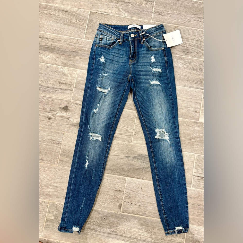 Vici Distressed Skinny Jeans in Blue Kancan size 5
